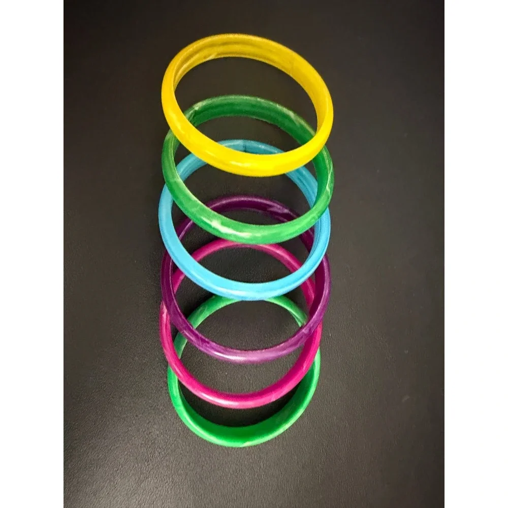 Vintage Bangle Bracelet Lot Multicolor Marbled Acrylic 80s Pop